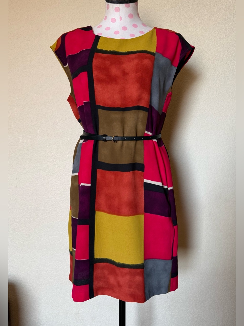 LOFT Geometric Colorblock Midi Dress
